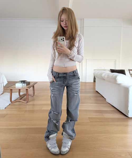 26 Washed Straight Denim (Brushed Grey)