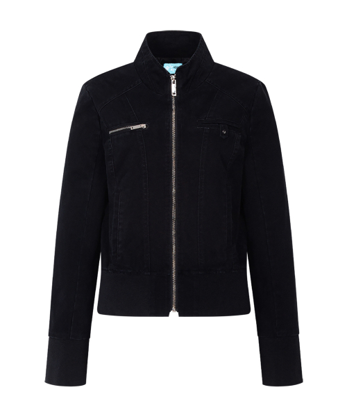Denver Washed High Neck Jacket (Washed Black)