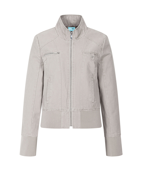 Denver Washed High Neck Jacket (Washed Beige)