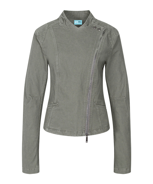 Asym Cotton Washed Jacket (Washed Khaki Grey)