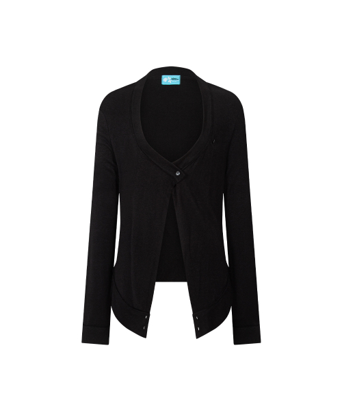 Raya Drape Button Cardigan (Black)