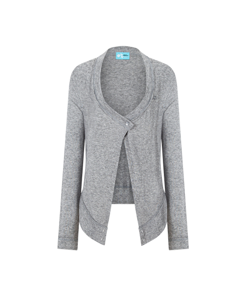 Raya Drape Button Cardigan (Melange Grey)