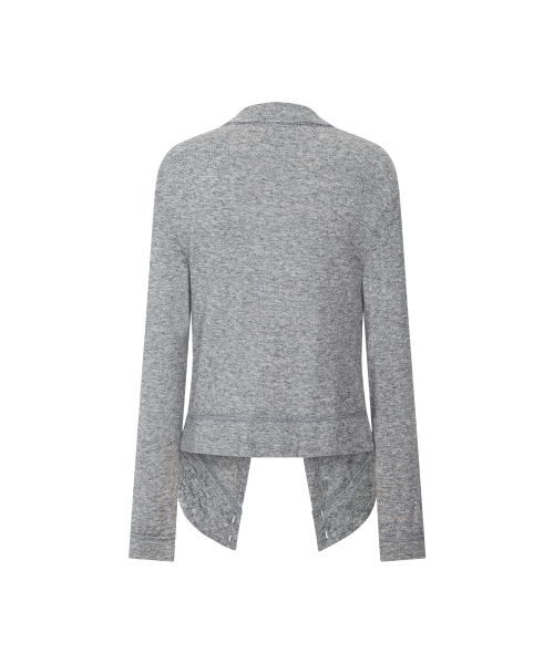 Raya Drape Button Cardigan (Melange Grey)