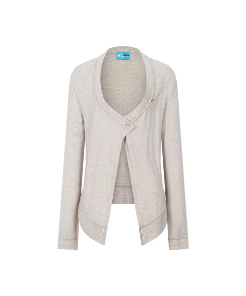 Raya Drape Button Cardigan (Oatmeal)