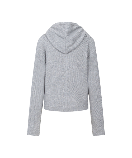 Posie Scarf Waffle Hoodie Zip Up (Melange Grey)