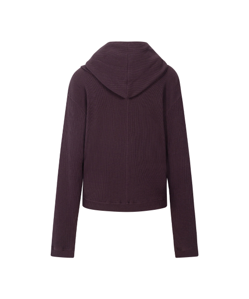 Posie Scarf Waffle Hoodie Zip Up (Plum)