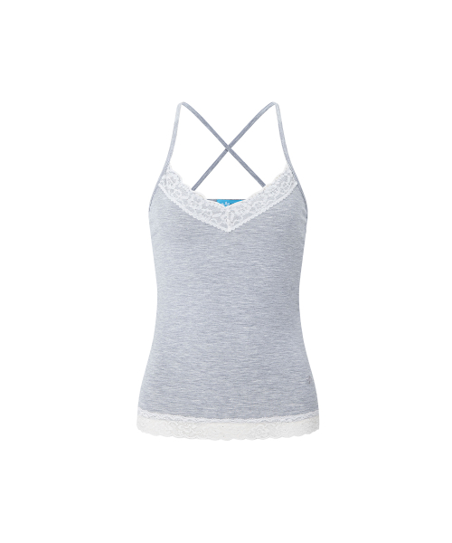 Seah Lace Sleeveless Top (Melange Grey)