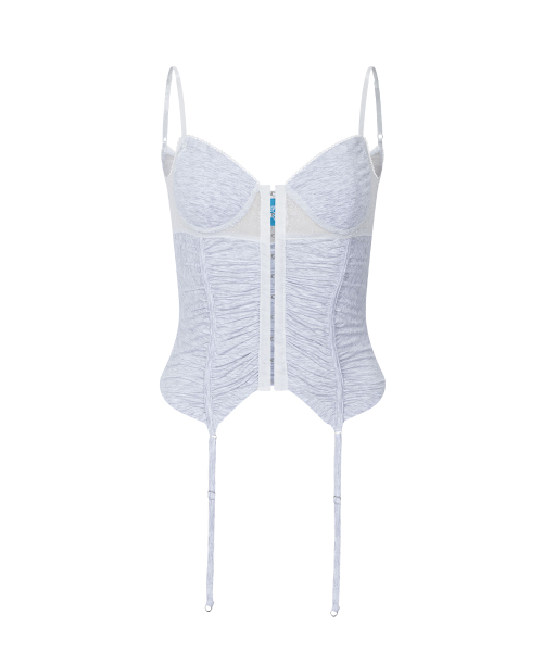 Diane Corset Sleeveless Top (White Melange)