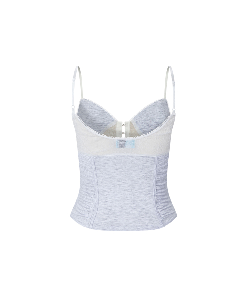 Diane Corset Sleeveless Top (White Melange)