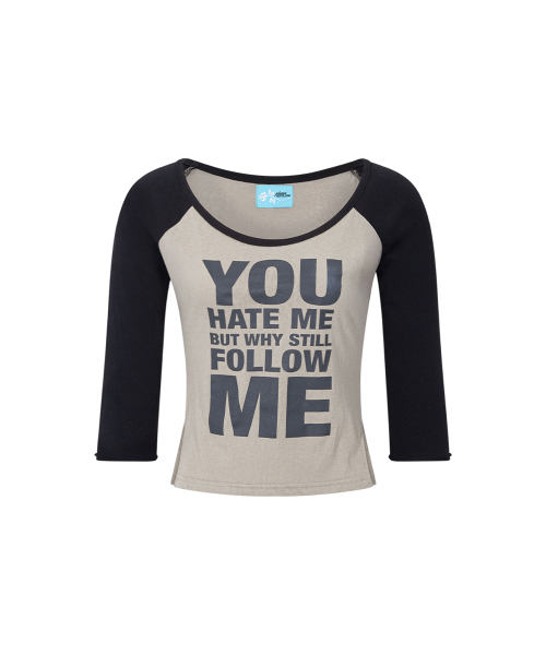 Solene Lettering Raglan Long Sleeve Top (Khaki)