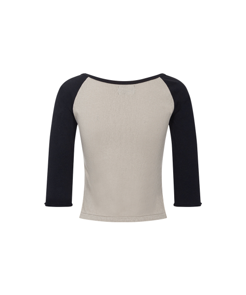 Solene Lettering Raglan Long Sleeve Top (Khaki)