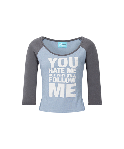 Solene Lettering Raglan Long Sleeve Top (Sky Blue)