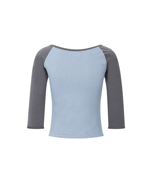 Solene Lettering Raglan Long Sleeve Top (Sky Blue)