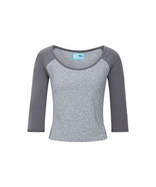 Solene Basic Raglan Long Sleeve Top (Melange Grey)