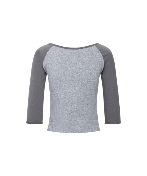 Solene Basic Raglan Long Sleeve Top (Melange Grey)