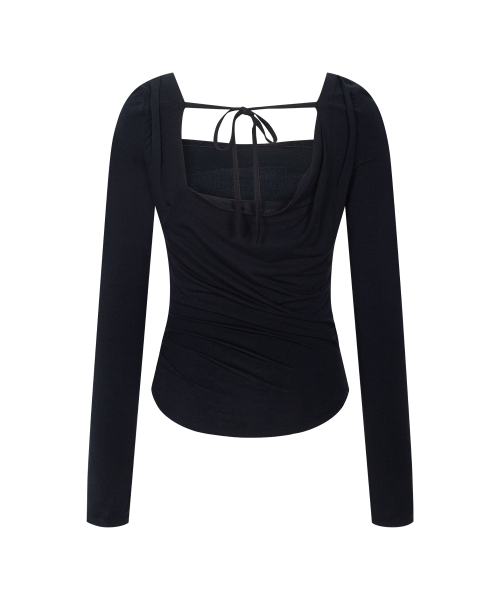 Asa Drape Long Sleeve Top (Black)