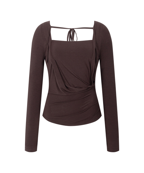 Asa Drape Long Sleeve Top (Toffee)