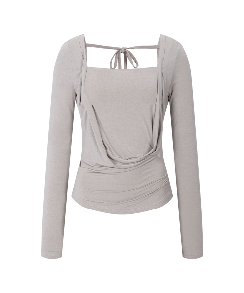 Asa Drape Long Sleeve Top (Silver Grey)