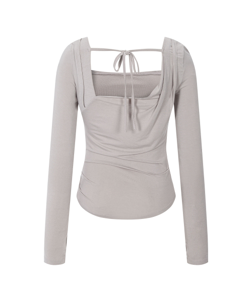 Asa Drape Long Sleeve Top (Silver Grey)