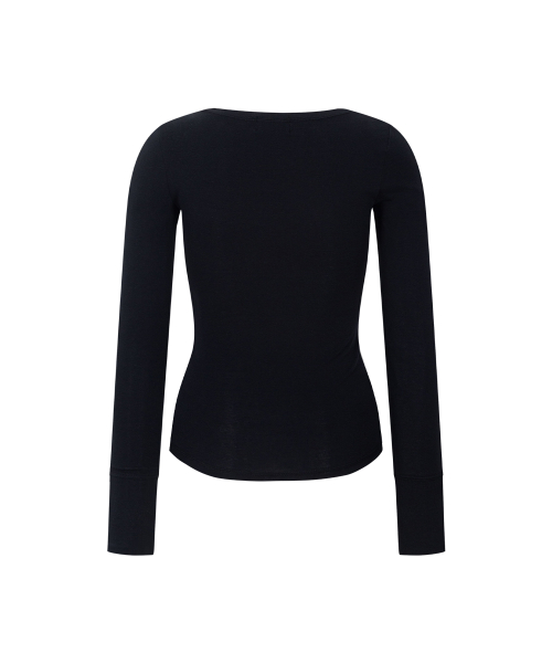 Zen Button Long Sleeve Top (Black)