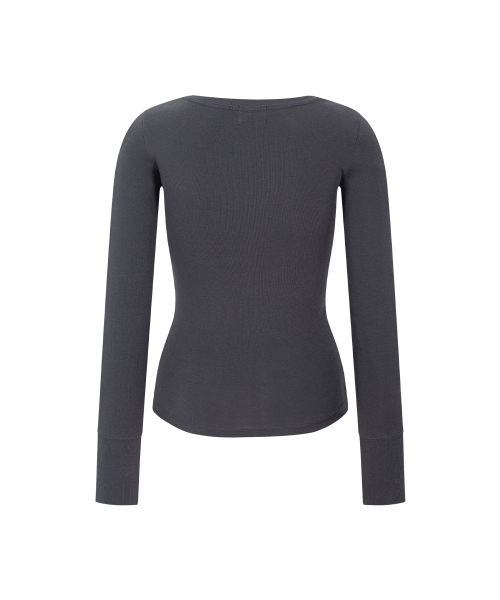 Zen Button Long Sleeve Top (Charcoal)