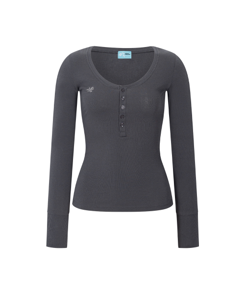 Zen Button Long Sleeve Top (Charcoal)