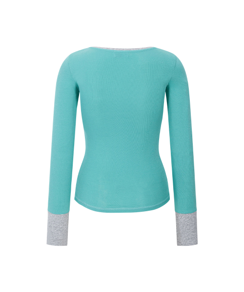 Zen Button Long Sleeve Top (Moss Mint)