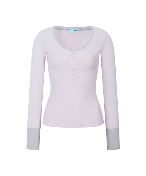 Zen Button Long Sleeve Top (Mellow Pink)