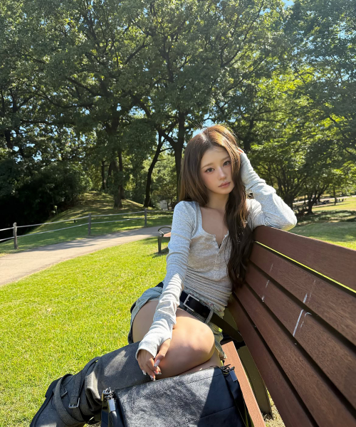 Zen Button Long Sleeve Top (White Melange)