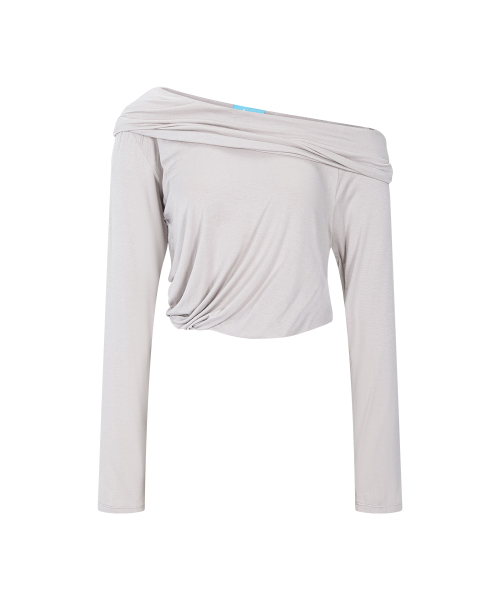 Bree Unbal Shirring Long Sleeve Top (Bare)