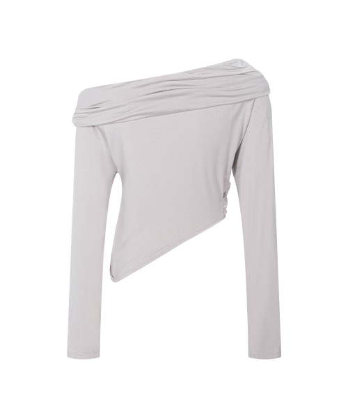 Bree Unbal Shirring Long Sleeve Top (Bare)