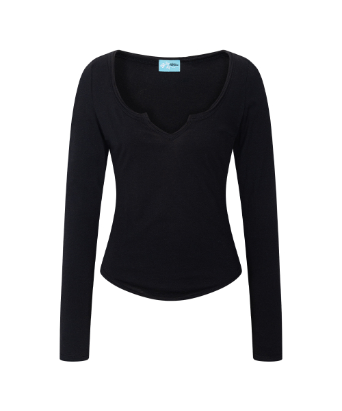 Sabine Basic Long Sleeve Top (Black)