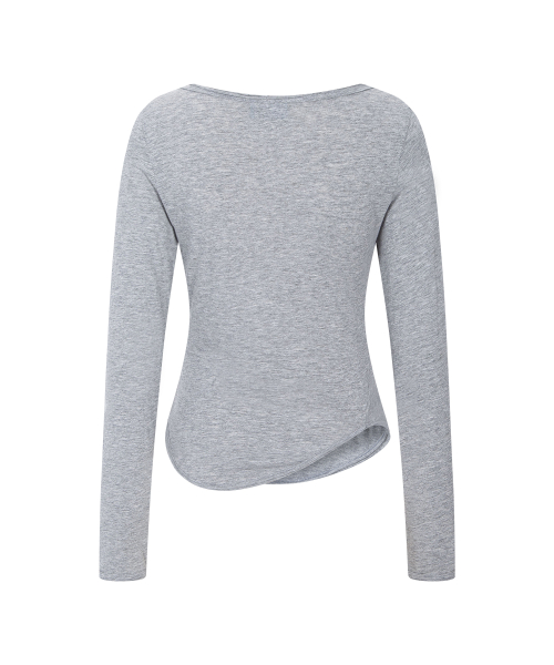Sabine Basic Long Sleeve Top (Melange Grey)