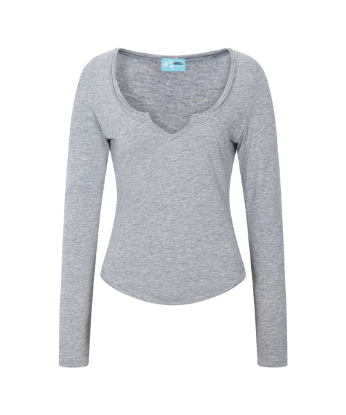 Sabine Basic Long Sleeve Top (Melange Grey)