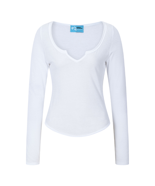 Sabine Basic Long Sleeve Top (White)