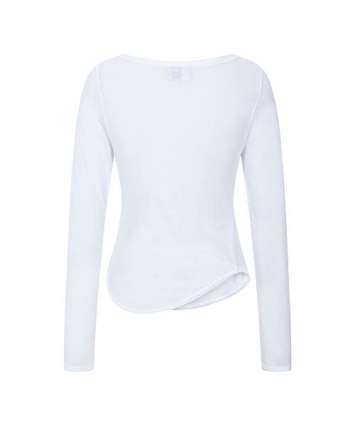 Sabine Basic Long Sleeve Top (White)