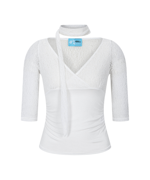 Heidi Shirring Long Sleeve Top (Ivory)