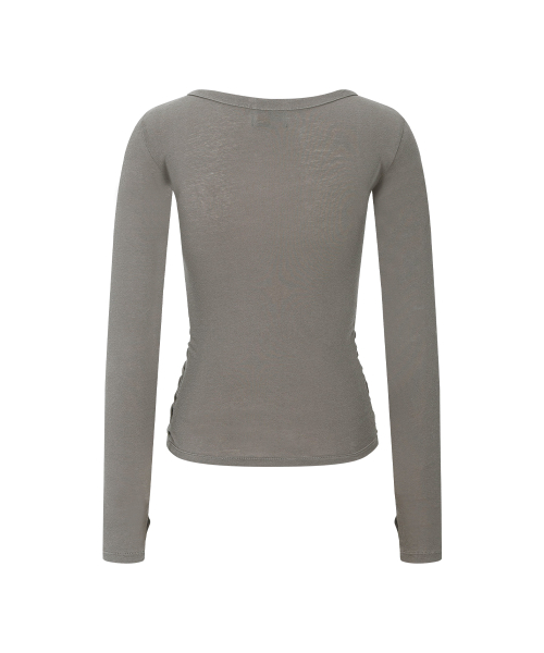 Rowena Shirring Long Sleeve Top (Mocha)