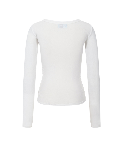 Rowena Shirring Long Sleeve Top (Ivory)