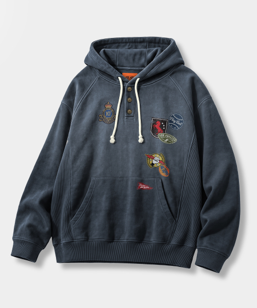 VLAD RAGLAN HENLEY NECK HOODED T-SHIRT_(VTG ARTWORK) 3 COLOR
