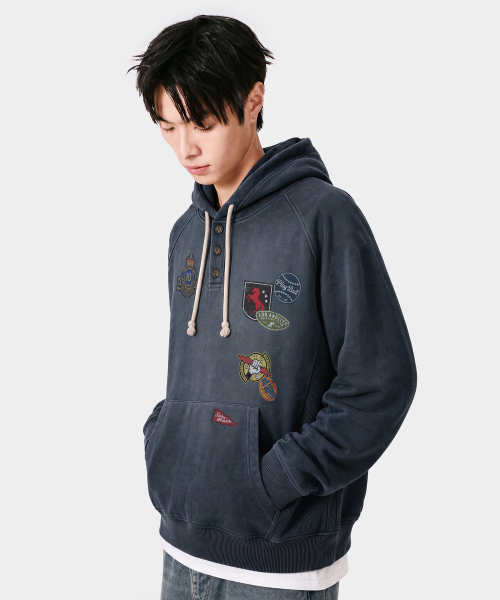VLAD RAGLAN HENLEY NECK HOODED T-SHIRT_(VTG ARTWORK) 3 COLOR