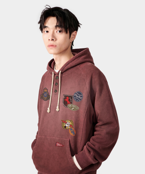 VLAD RAGLAN HENLEY NECK HOODED T-SHIRT_(VTG ARTWORK) 3 COLOR