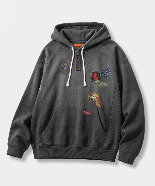 VLAD RAGLAN HENLEY NECK HOODED T-SHIRT_(VTG ARTWORK) 3 COLOR
