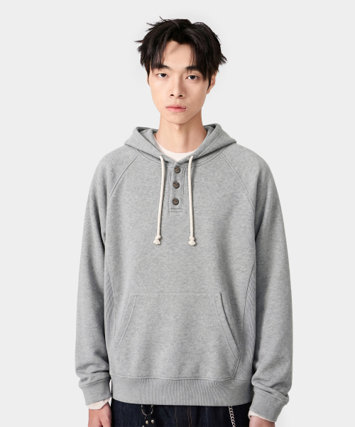 VLAD RAGLAN HENLEY NECK HOODED T-SHIRT_2 COLOR