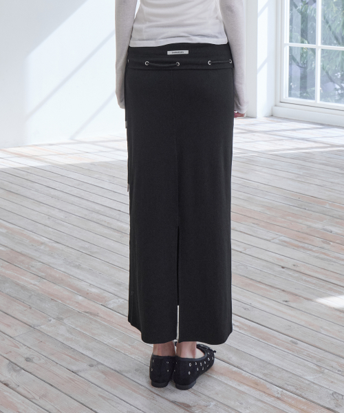 Folded Eyelet Skirt, BLACK