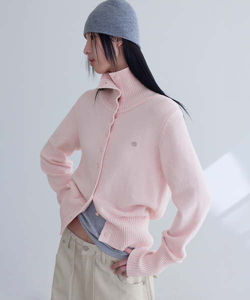 Soft High Neck Cardigan, SOFT PINK