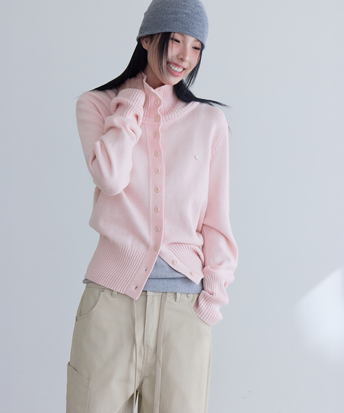 Soft High Neck Cardigan, SOFT PINK