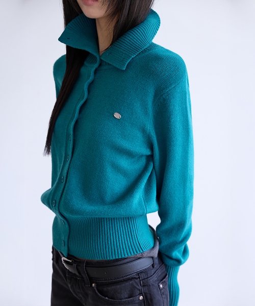 Soft High Neck Cardigan, TURQUOISE GREEN