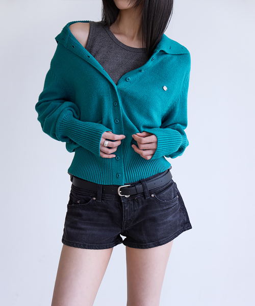 Soft High Neck Cardigan, TURQUOISE GREEN