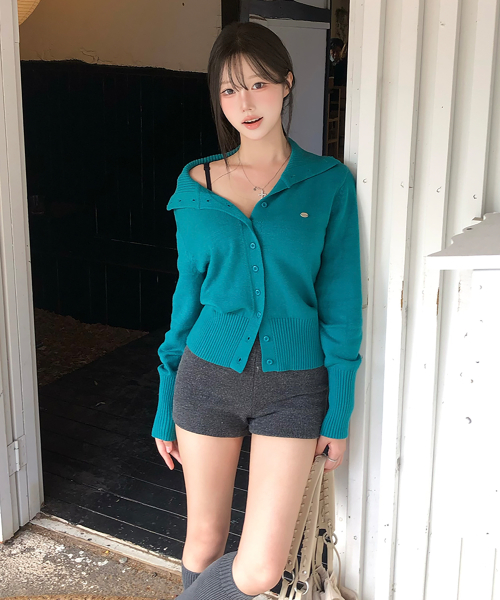 Soft High Neck Cardigan, TURQUOISE GREEN